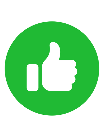 White thumbs-up icon inside a green circle. White thumbs-up icon inside a green circle.