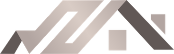 A stylized, minimalist logo in beige and dark gray, forming an abstract representation of a house roof shape.