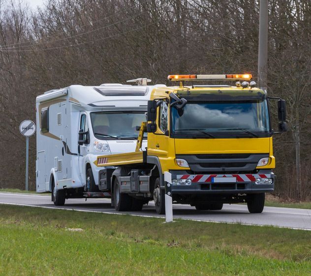 Yellow Towing Truck Tow The Campervan — Grafton Heavy Towing In Grafton NSW