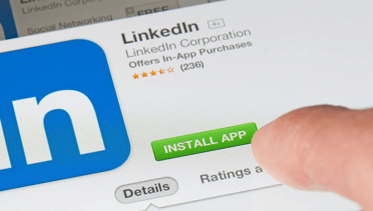 image showing someone installing a LinkedIn app