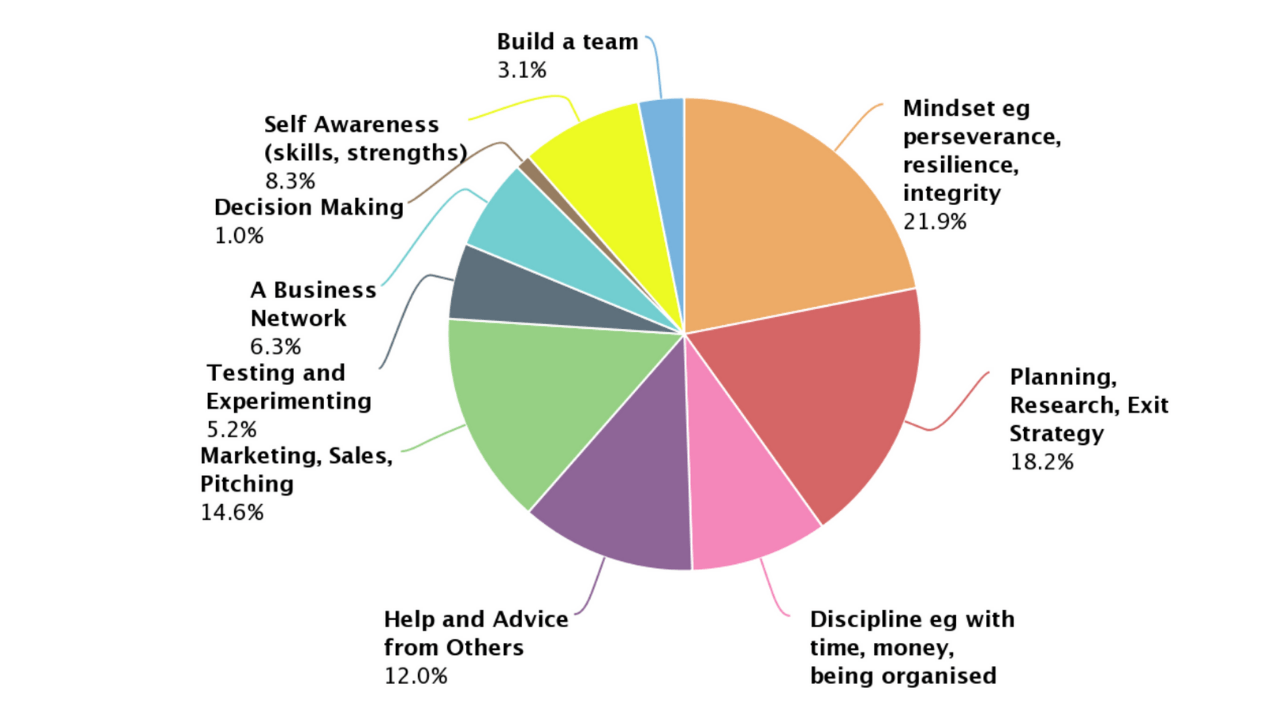 screenshot of pie chart showing the advice business owners would give to startups