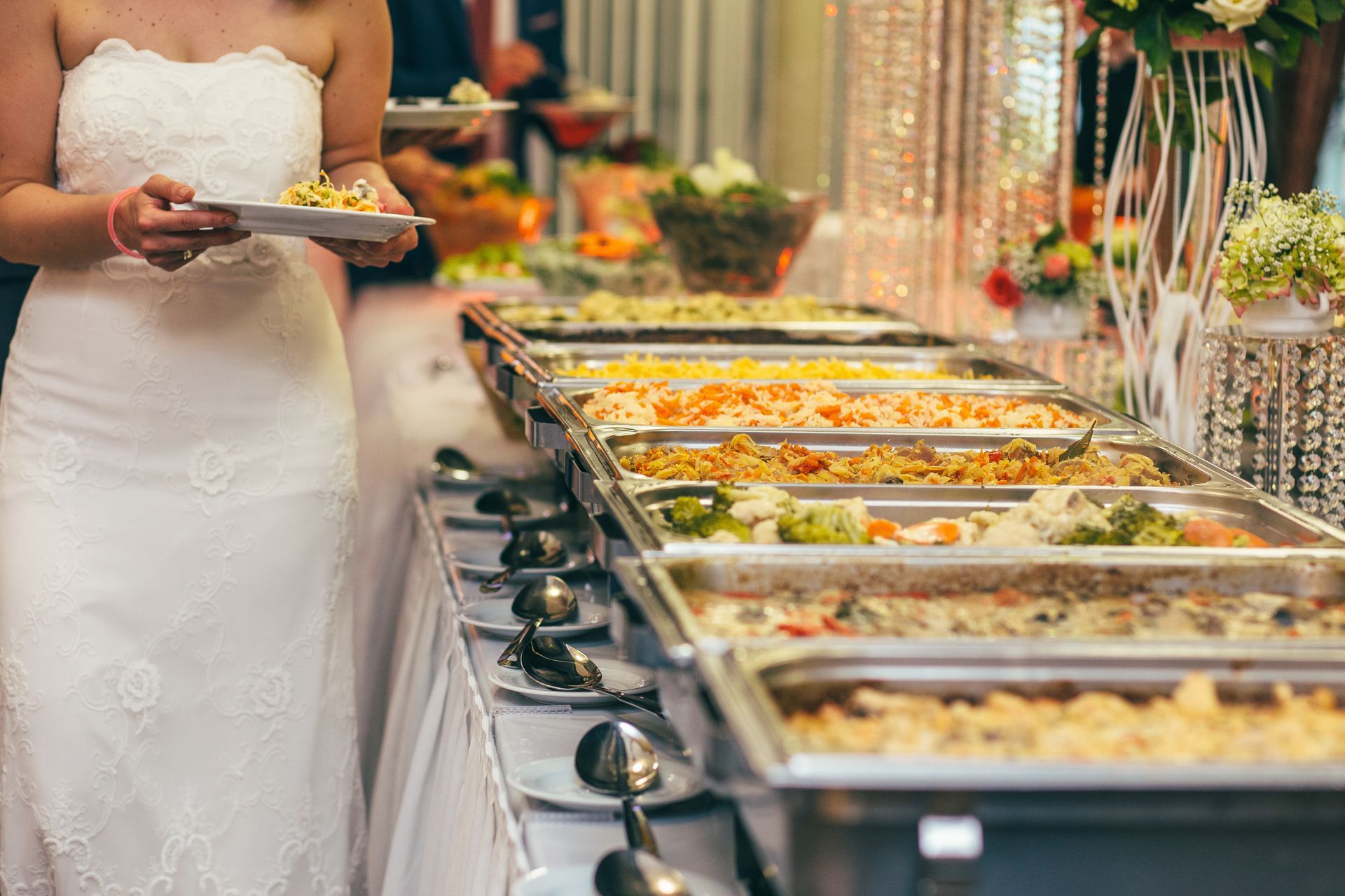 Bride at Catered Buffet