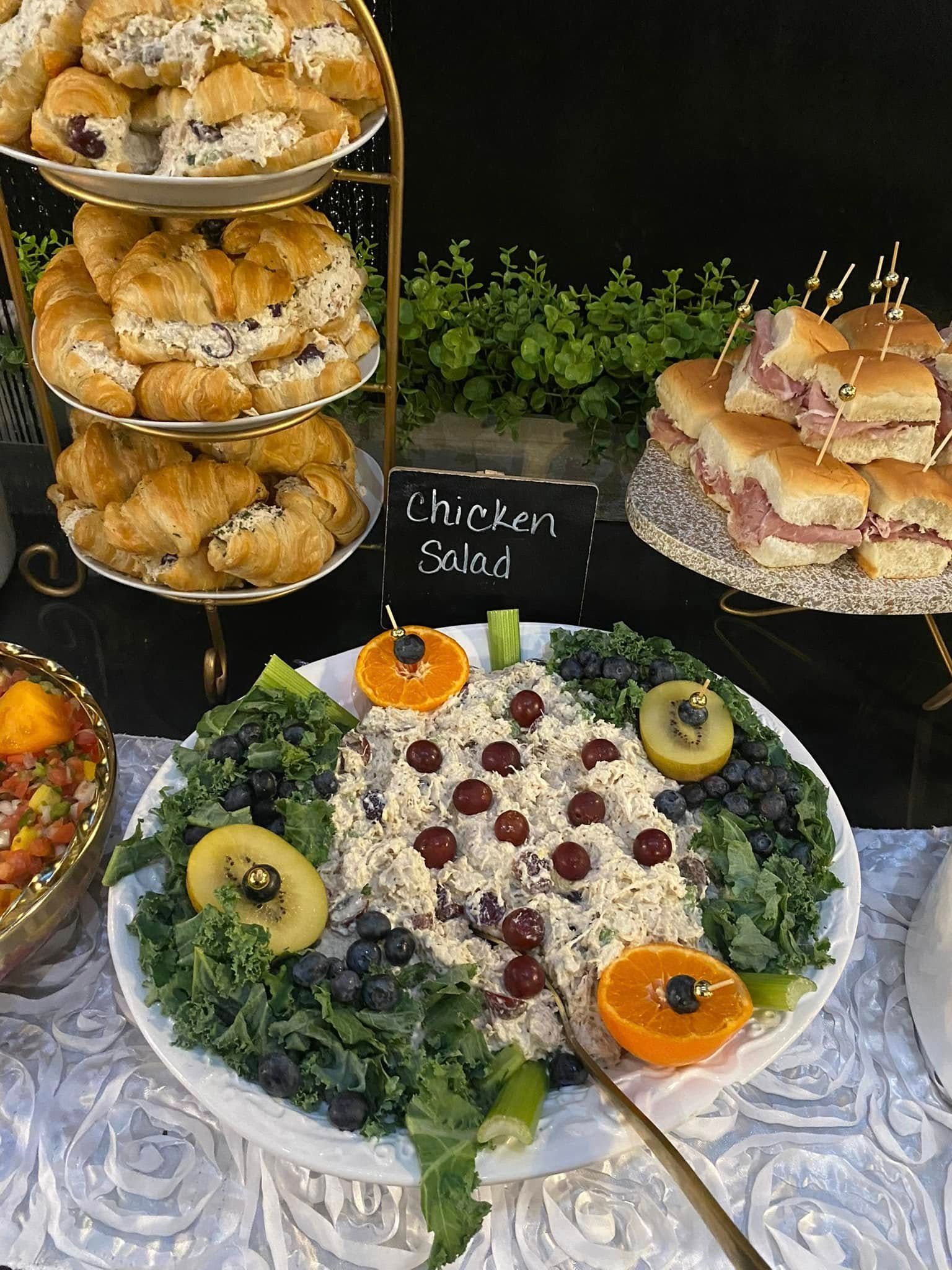 chicken salad croissants and ham and cheese sliders