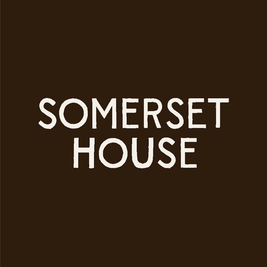 The logo for somerset house is on a brown background.