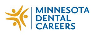 The logo for minnesota dental careers is blue and yellow.