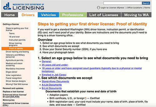 DOL Exams - How to get a WA Drivers License