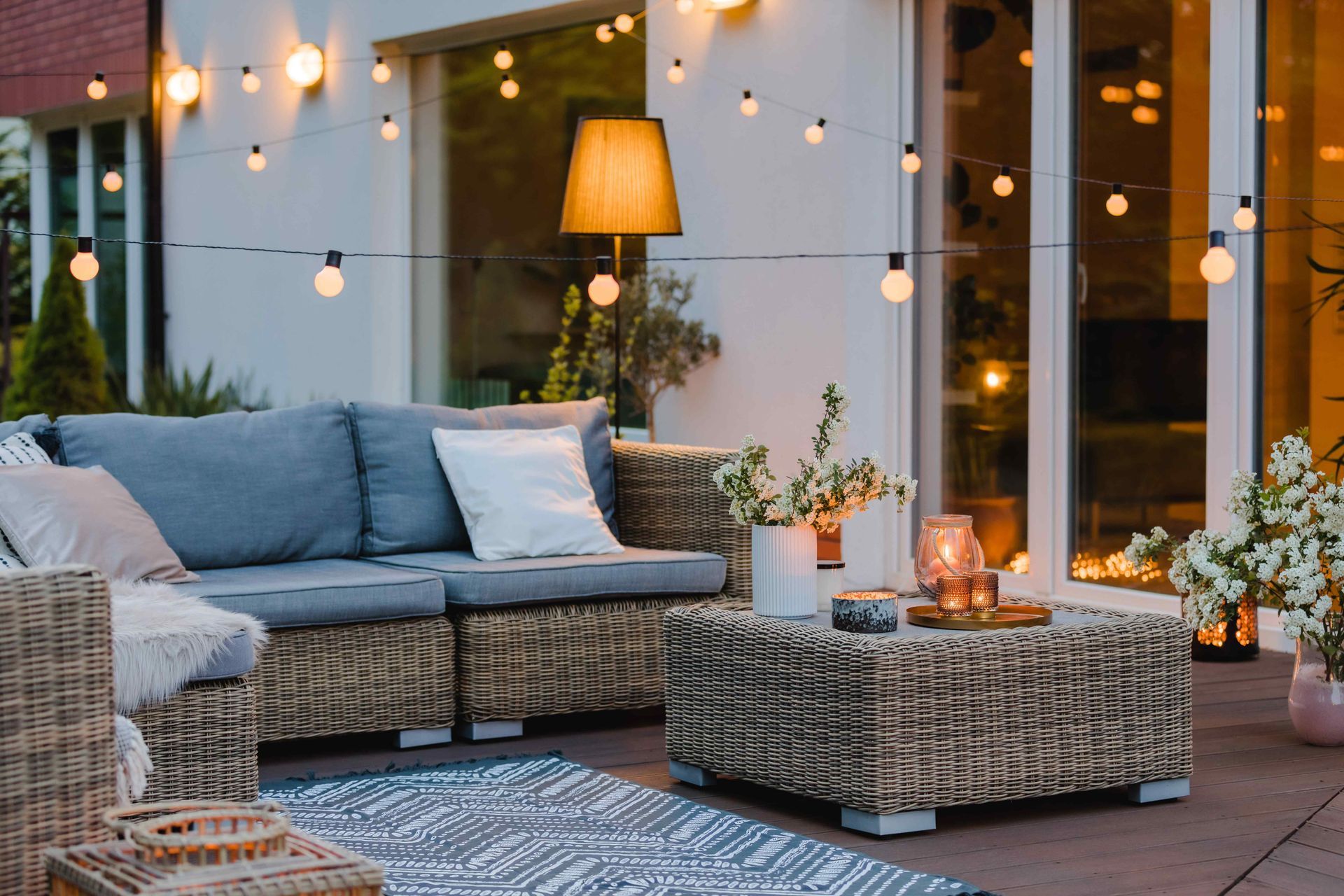 Affordable Backyard Patio In Summer Wicker Furniture In Garland Texas