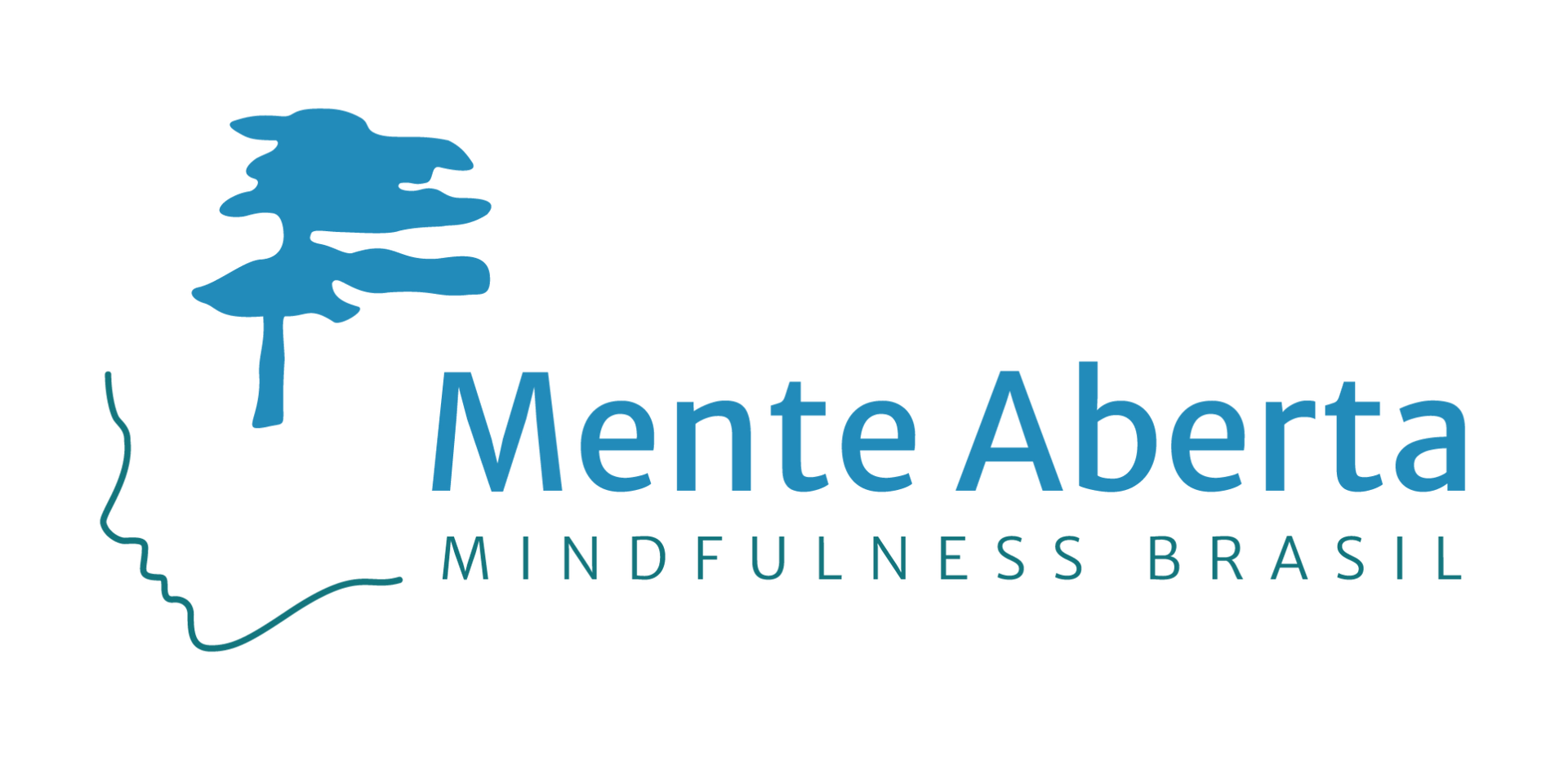 A blue logo for mente aberta mindfulness brasil