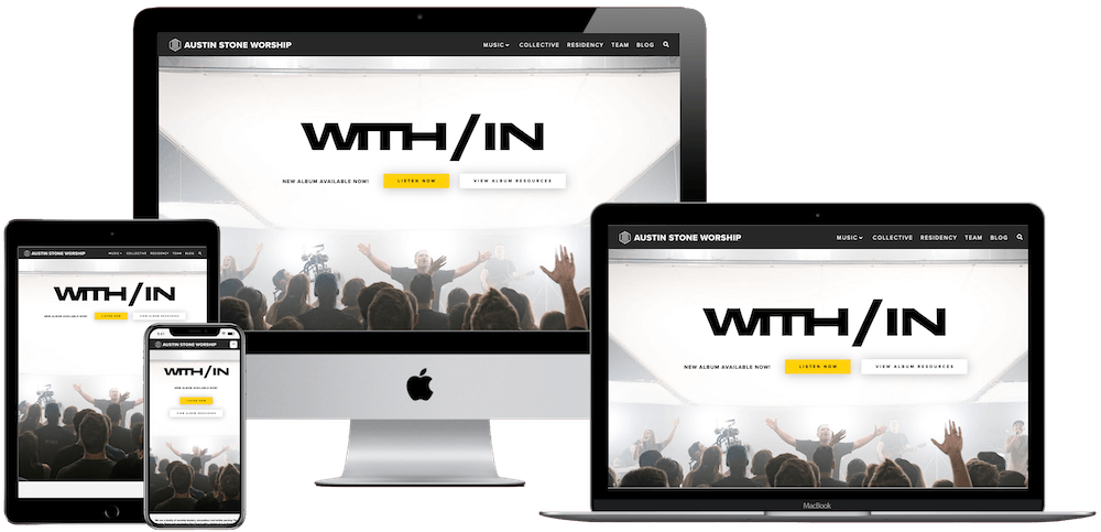 Multiple device mock-up of Web Design for Dallas, TX church