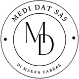 Logo per Medi Dat SAS con le iniziali "MD" all'interno di un cerchio, con testo lungo il bordo.