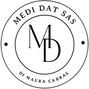 Logo per Medi Dat SAS con le iniziali "MD" all'interno di un cerchio, con testo lungo il bordo.