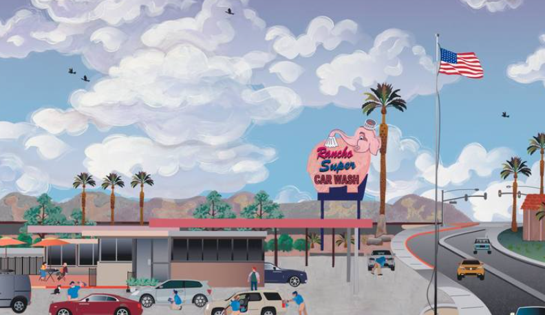 By the mid 90s, Seattle's Elephant Car Wash was more than just a place to clean your car—it was a cultural icon. Our pink elephant sign became one of the city's most photographed landmarks and appeared in various media, including a 1995 Land Rover commercial, cartoons, and fine art. The cheerful elephant spraying itself with water captured the imagination of many and spread our quirky charm nationwide using various media channels.