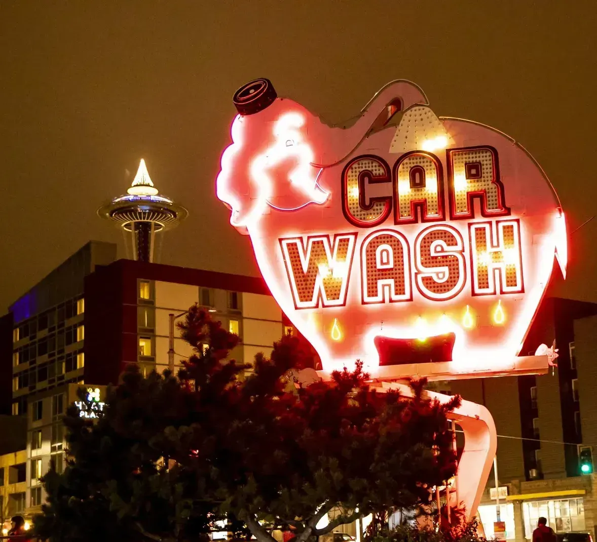 elephant car wash neon sign in Washington - best wash ever!