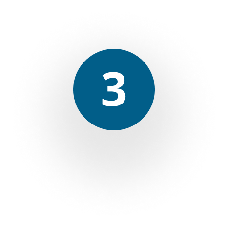A blue circle with the number three inside of it.