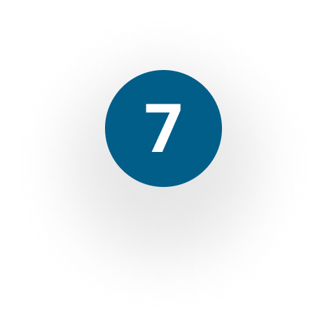 The number seven is in a blue circle on a white background.