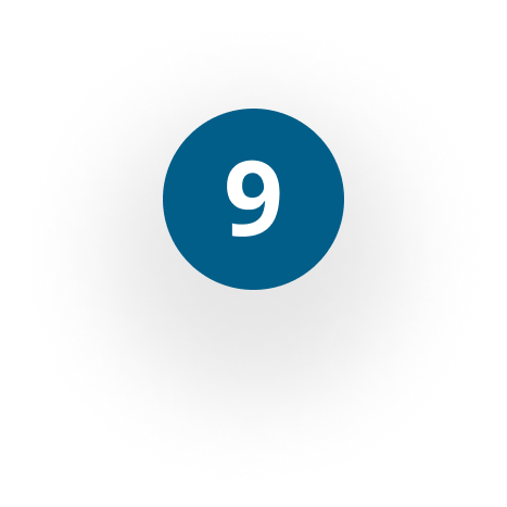 A blue circle with the number 9 inside of it.