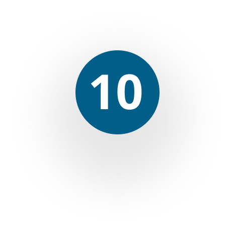 A blue circle with the number 10 inside of it.