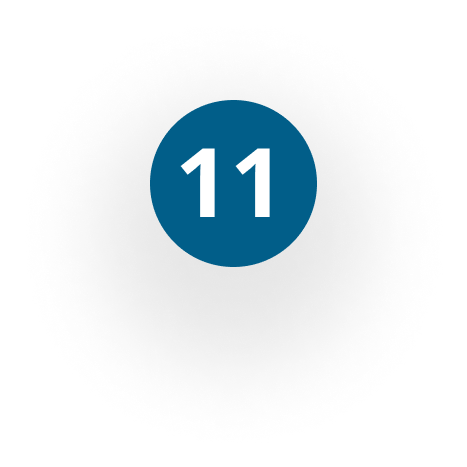 The number 11 is in a blue circle on a white background.