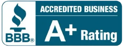 Better Business Bureau (BBB) logo, text reads: