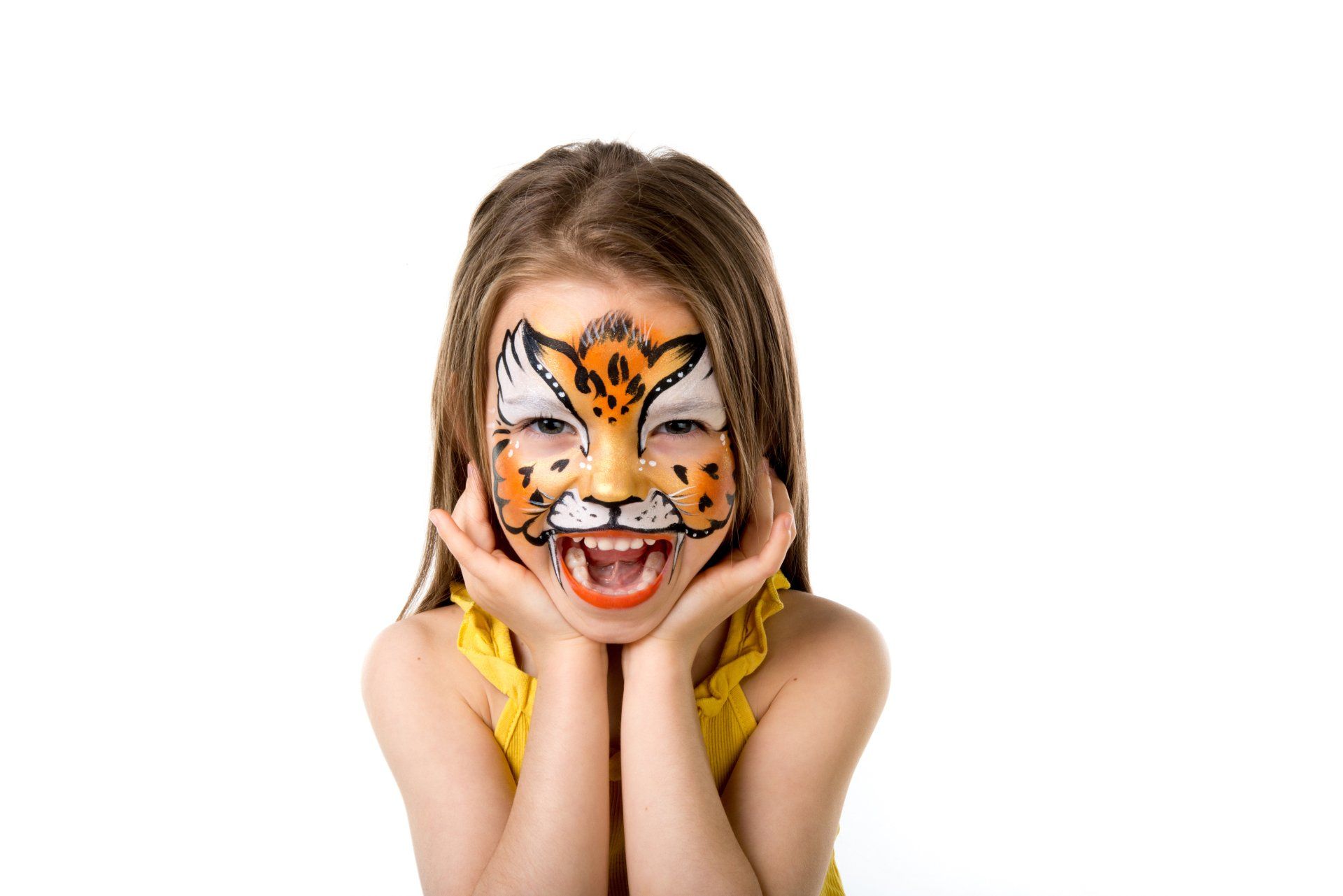 Little girl tiger face paint