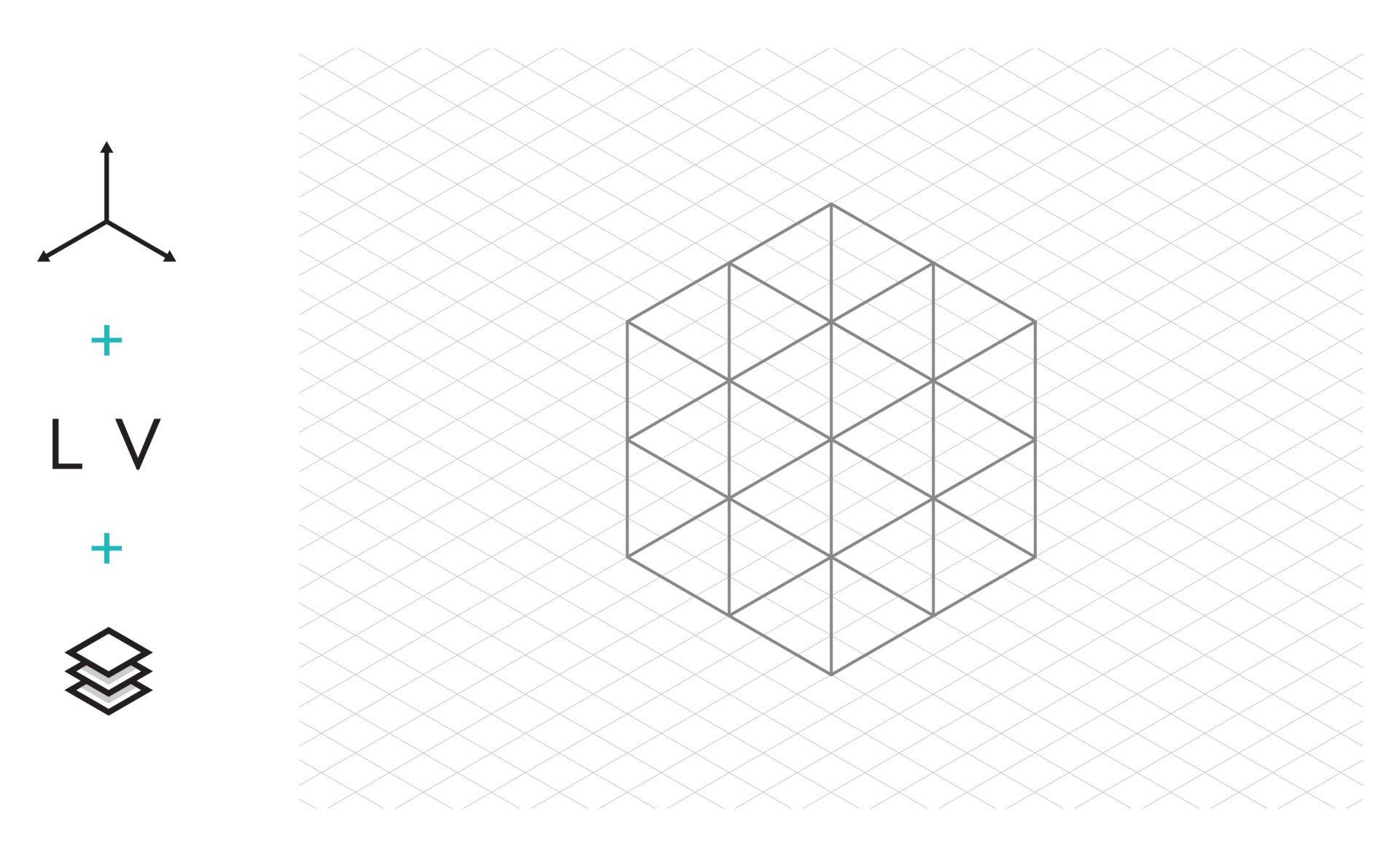 Um desenho de um cubo feito de triângulos em um fundo branco.