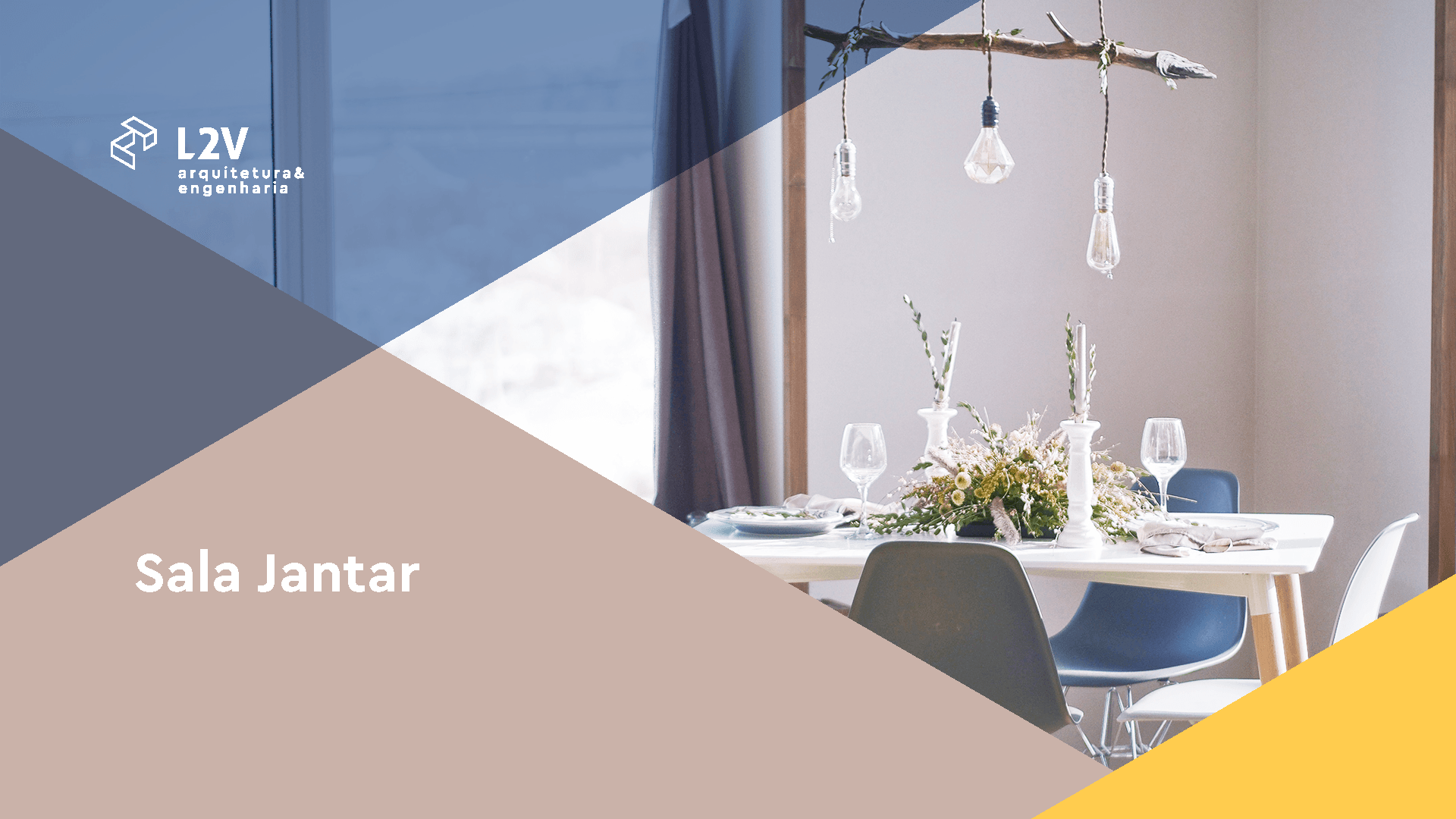 Uma sala de jantar com uma mesa e cadeiras e um lustre pendurado no teto.