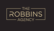 Logo for "The Robbins Agency" in gold on a black background.