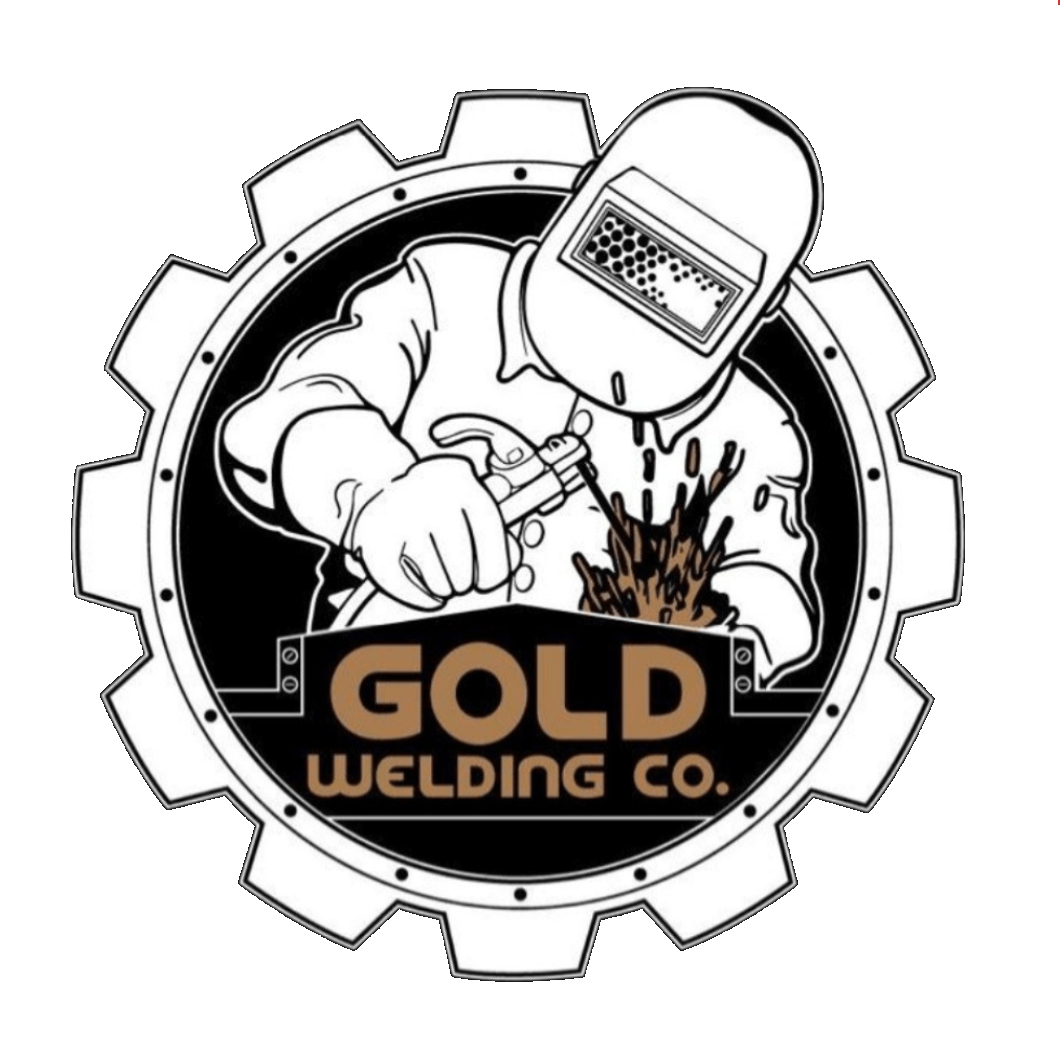 A black and white logo for gold welding co.