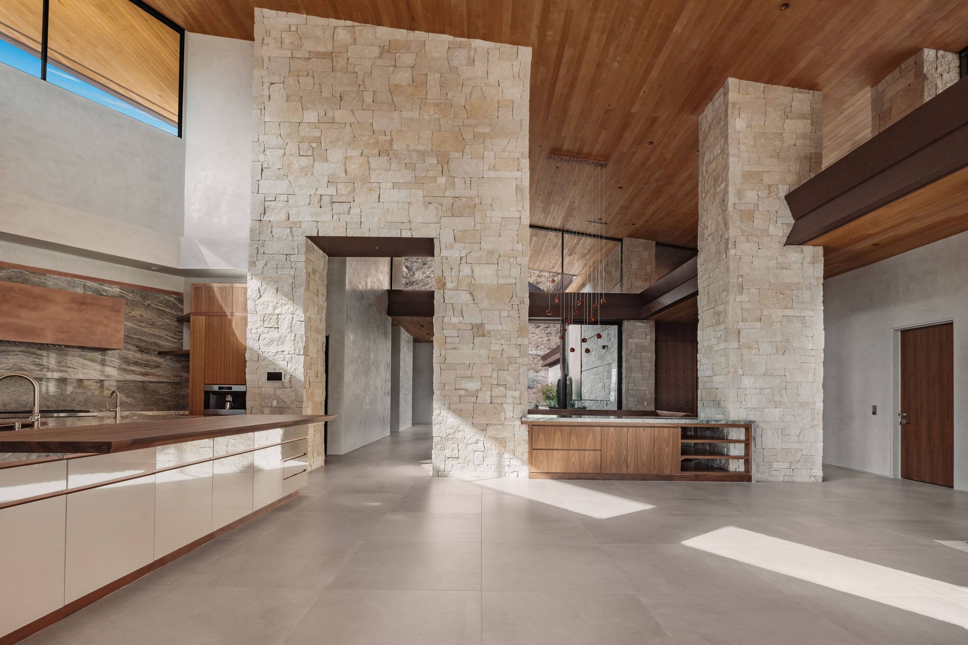 Interior masonry with hand cut stone