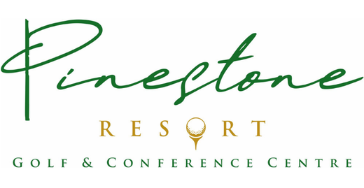 The pinestone resort golf and conference centre logo is green and gold.