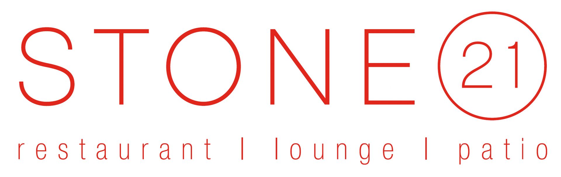 A logo for stone 21 restaurant lounge and patio