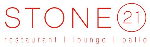 A logo for stone 21 restaurant lounge and patio