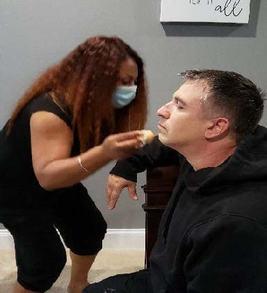 Makeup/Hair Angie Knowles with actor William Pugh

