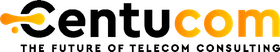 A logo for centucom the future of telecom consulting