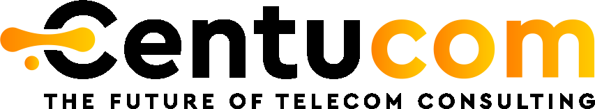 A logo for centucom the future of telecom consulting