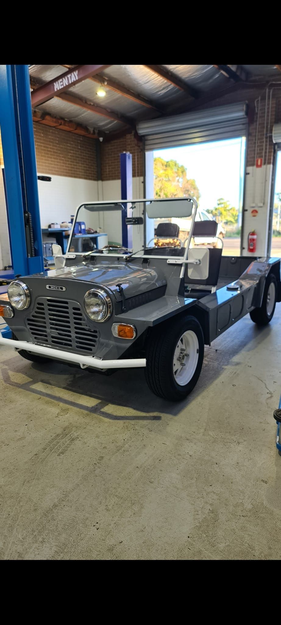 Gray Mini Moke-style Vehicle Parked — COOTA Automotive Services in Ballarat East, VIC