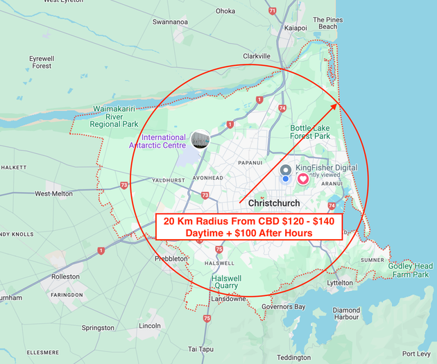 Cost For Towing Within 20km Radius Christchurch CBD