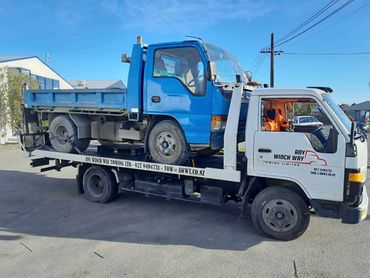 Towing a 2.5 ton truck to garage