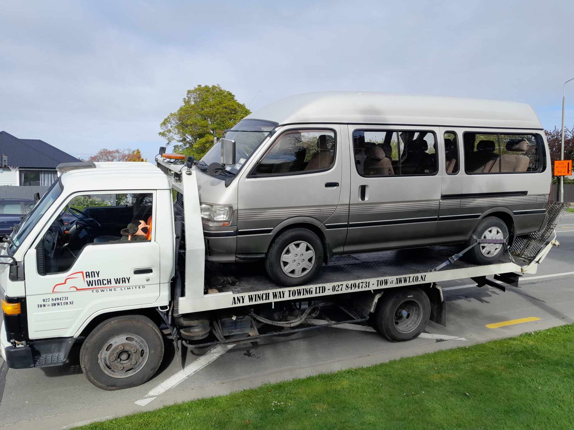 Towing a 2.5 ton truck to garage