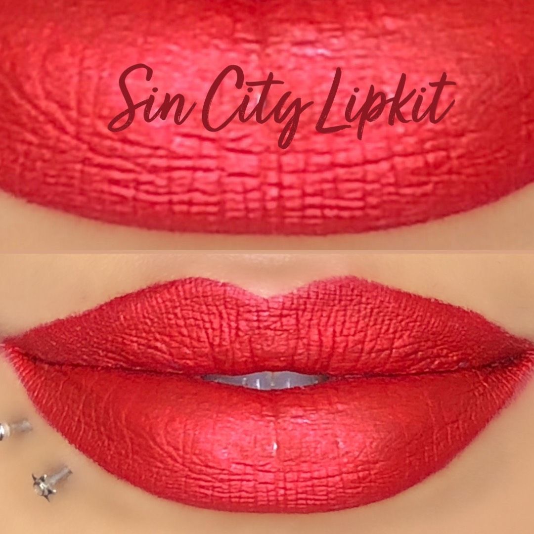 A Close up Of a Woman 's Red Lips with Sin City Lipkit Written on It - Knoxville, TN - Slay By Rae