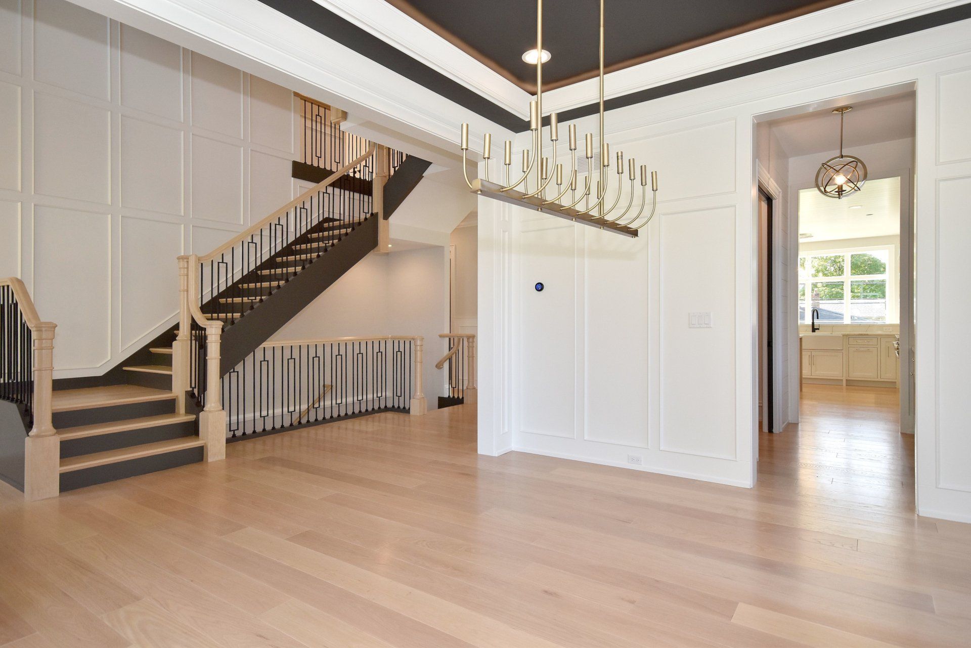 There is a staircase in the middle of the room.