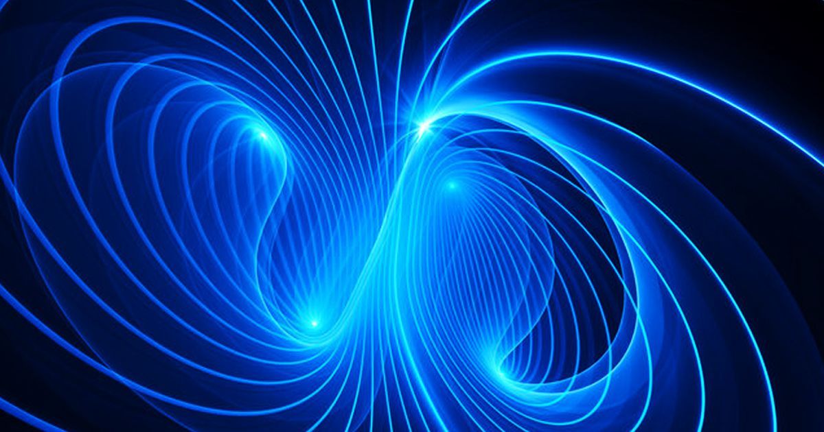 Abstract blue glowing energy swirls, resembling a figure eight or infinity symbol.