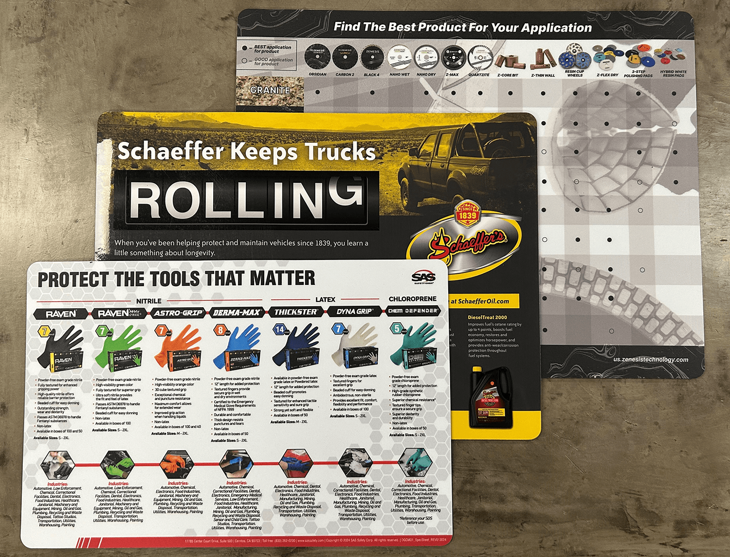 Three promotional signs: