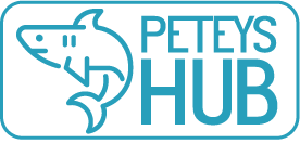 Petey's Hub logo: white text