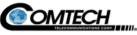 The logo for Comtech Telecommunications Corp., featuring bold black text with a blue globe icon replacing the letter C.