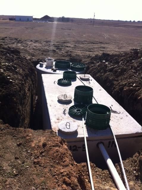 A septic tank with the number 8 on it