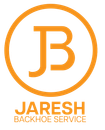 An orange and white logo for jaresh backhoe service