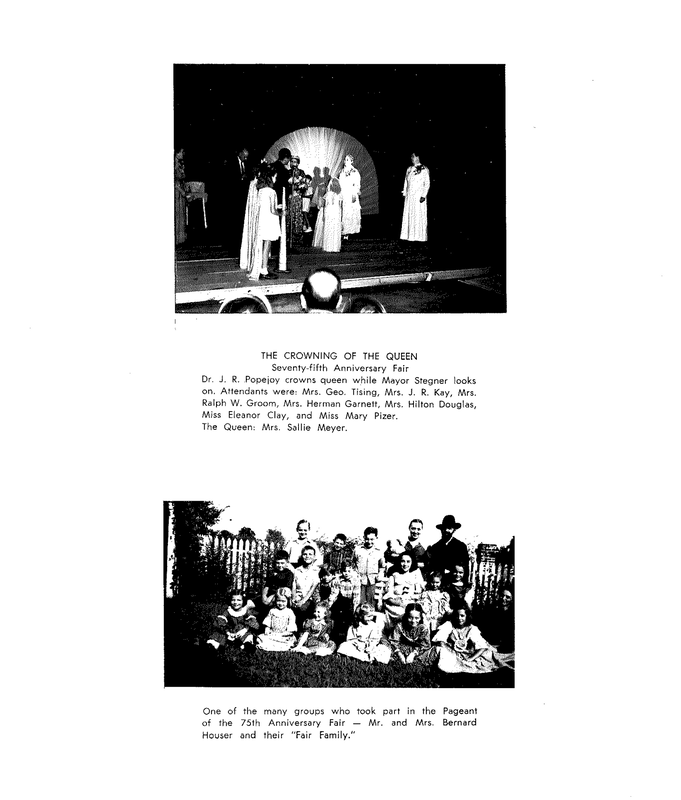 Black-and-white page with two stage performance photos and small caption text beneath each.