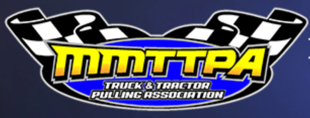 Logo for the MTTPA Truck & Tractor Pulling Association with checkered flags and bold yellow-blue lettering