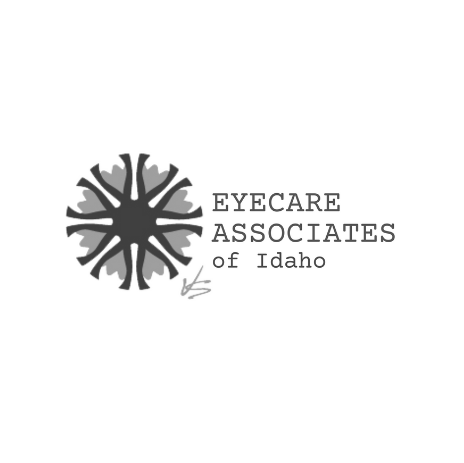 A black and white logo for eyecare associates of idaho